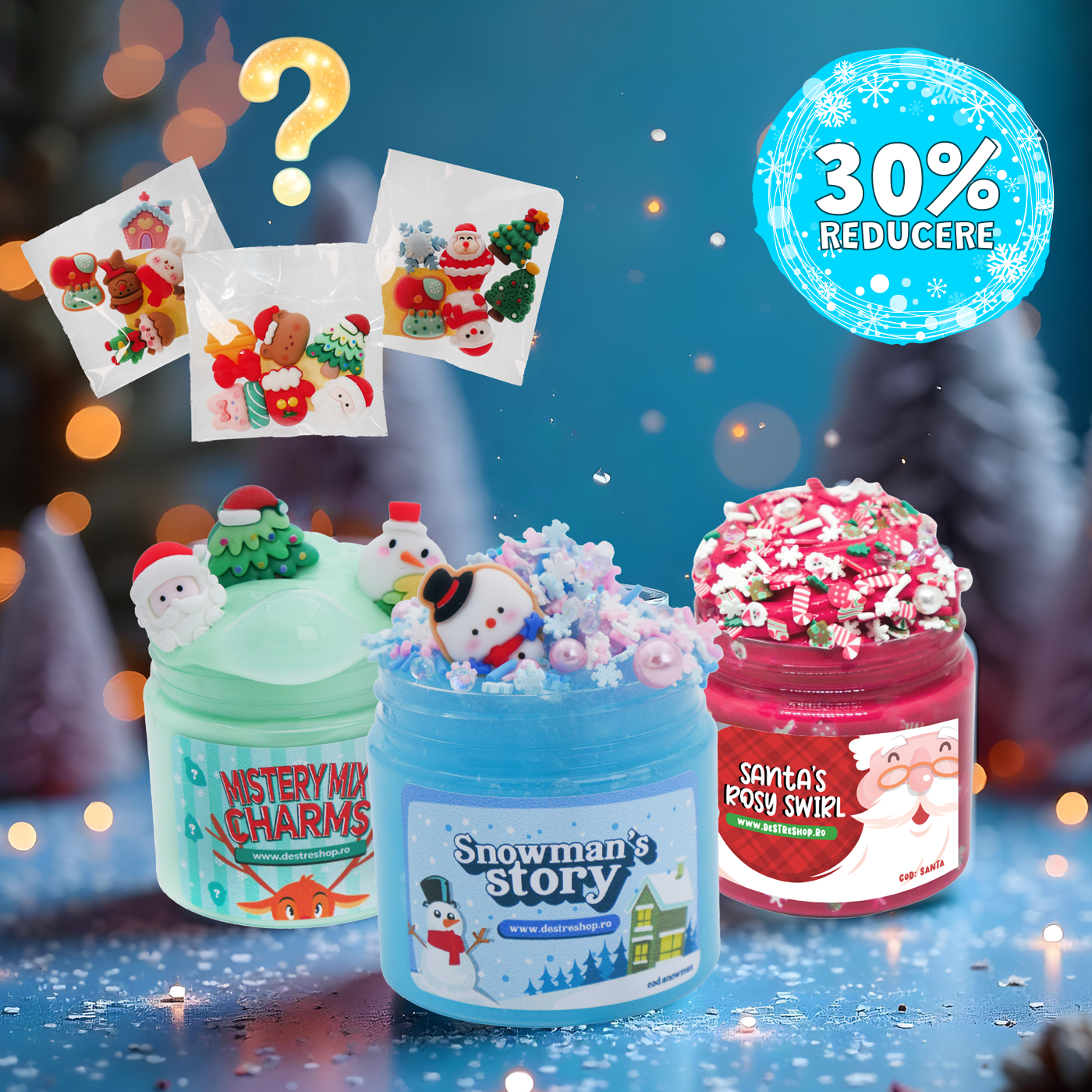 Christmas Magic Pack; 3 SMALL Slimes &amp; Mystery Charms