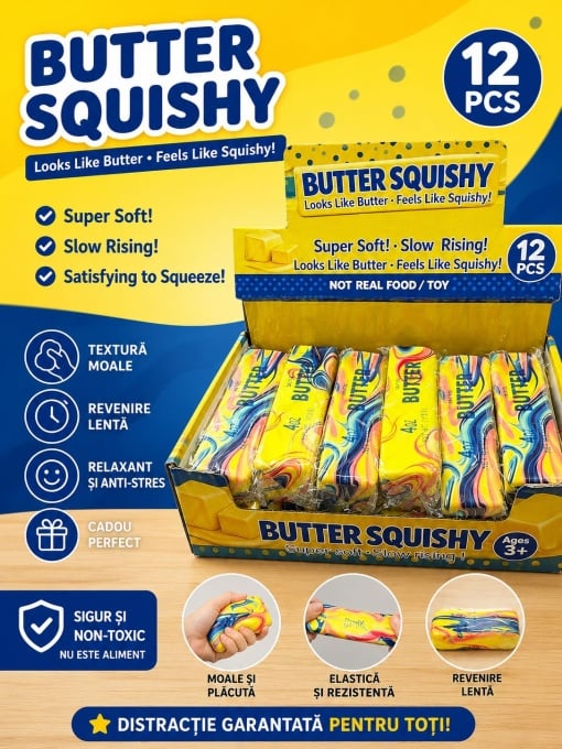 Butter CURCUBEU Squishy Anti-Stres Tip Unt (Butter) 13 cm, Model Realist, Super Soft, Revenire Lentă